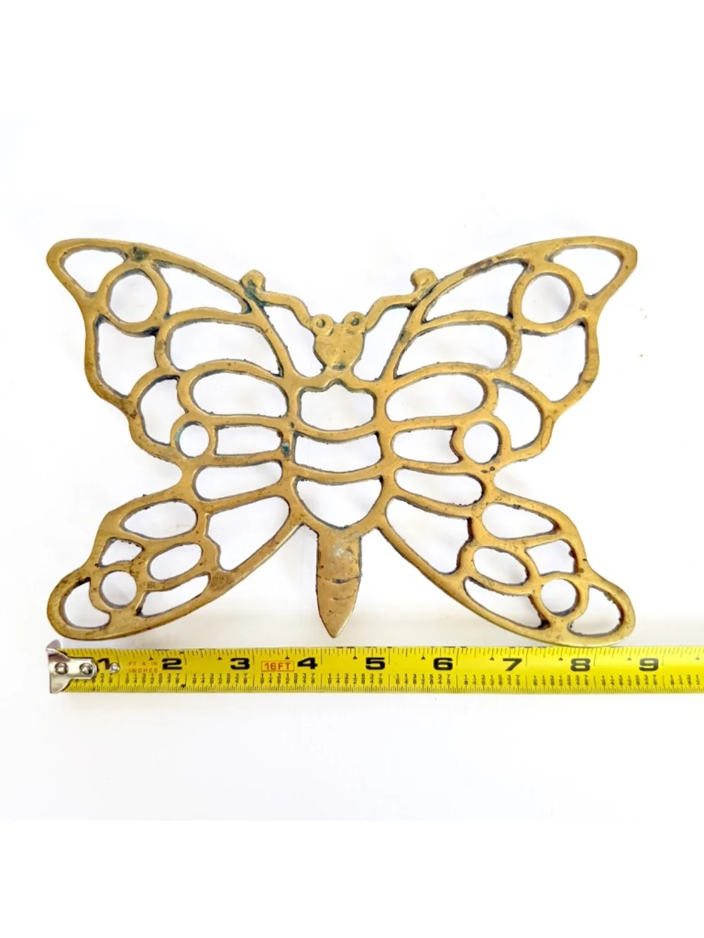 Vintage Mid-Century Modern Boho Brass Butterfly Trivet Retro Chic Wall Decor